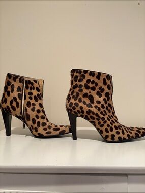 Leopard Print Ankle Boots - Brown/Black